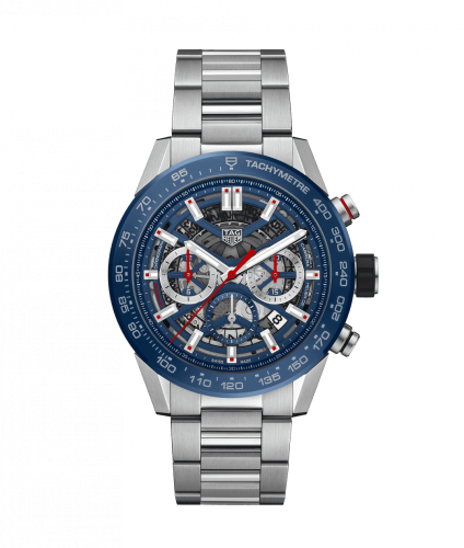TAG Heuer Carrera Calibre Heuer 02 45 Stainless Steel / Blue Ceramic / Skeleton / Bracelet